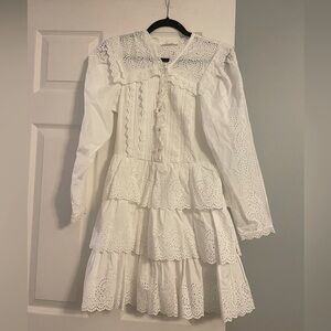 Ulla Johnson White Eyelet Tiered Mini Dress